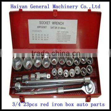 3/4"DR. 23pcs 21-50mm hand tools car tools with red iron box