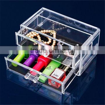 Alibaba china acrylic makeup organizer, acrylic makeup storage boxes with draws & pink pearl handle