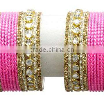 Party Wear Bollywood Bridal Designer Gold Plated Ethnic Bangles Set For Girls & Women photo-6