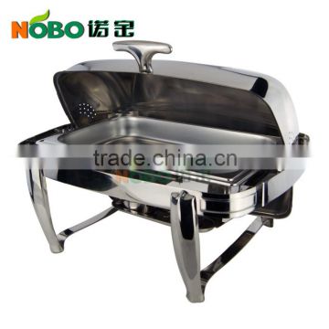 Stainless steel high quality buffet hot food server /roll top chafer with foldable stand