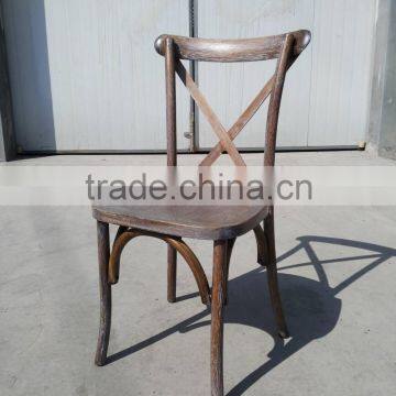 Dark fruitwood wood stackable cross back dinning chair