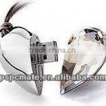 high quality and hot selling heart shape jewellery diamond usb disk