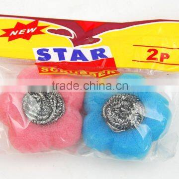 2pc new star sponge foam srubber pad with stainless steel scourer