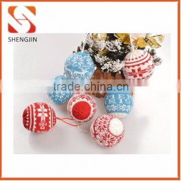 New design red blue reindeer knitted foam ball xmas tree decorations christmas ball