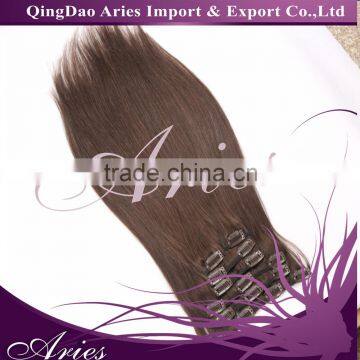 Remy Human Hair Clip in Extensions Thick to Ends Dark Brown