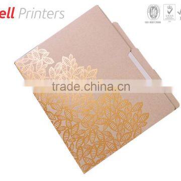 Gold stamped elegant paper file folder printing from India