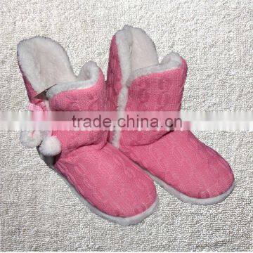 Premium quality pink cable knitted women indoor boots rubber cable boots