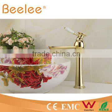 HOT Gold palted single lever handle vessel faucet with ceramic lever handle QL14028HG