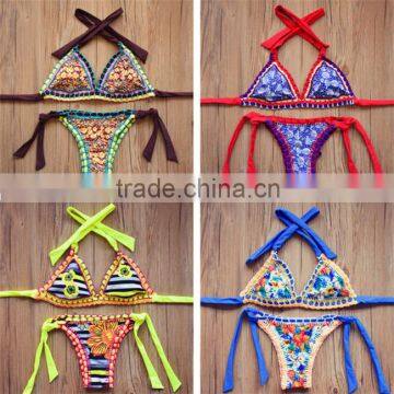 Summer best selling handmade crochet straps bikini swimwear