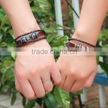 ottest Eco-friendly Multi Layer couple Leather Bracelet