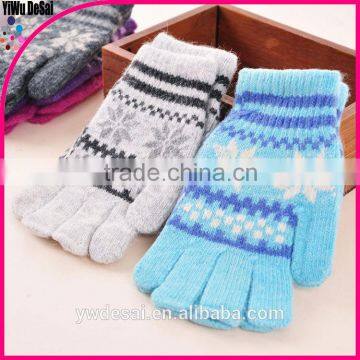 Korean style causel finger gloves wool young boy girl gloves jacquard warm winter gloves