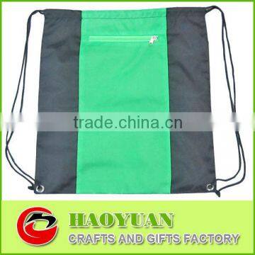 drawstring bag with front zipper pocket made in china