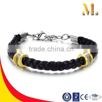 NSSL136 Originality lobster clasp stainless steel leather bracelet