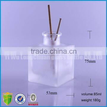 80ml square shaped frosted bottle for essence oil aromatherapy reed diffuser glass bottle for decorative