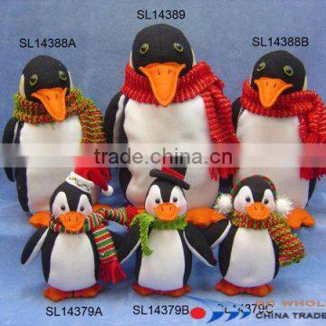 promotional cute Plush Christmas animal reindeer,snowman,santa clous,penguin Toy With Hat&scarf(101)