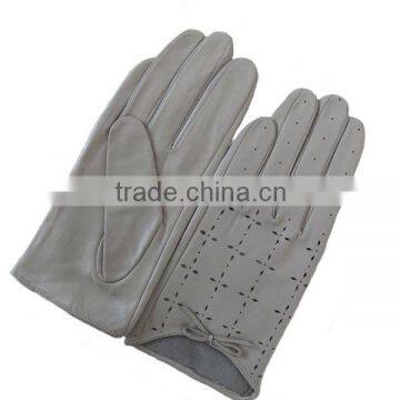 2014 newly a grade leather fancy winter white leather gloves