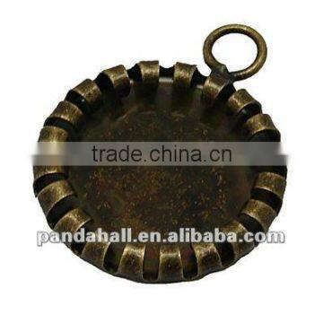 Brass Cabochon Jewelry Pendants Settings Wholesale(KK-H199-AB)