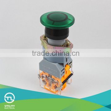 Mushroom push button with light, copper contact,Instantaneous type or self-locking type push button