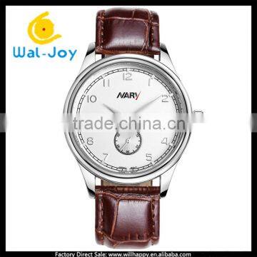 WJ-5399 Nary Luxury Calendar 30 Meters Water Resistant Quartz Men Genuine Leather Watch photo-5