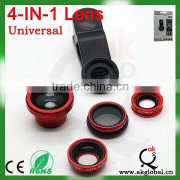 mobile phone accessories 4 in 1 lens 180 degree fish eye lens for samsung note 3