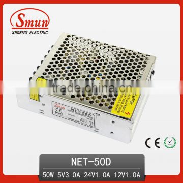 50w5v24v12v triple output switching power supply with CE ROHS 2 year warranty