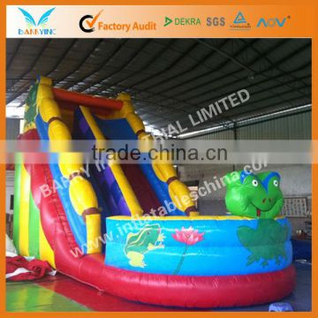 inflatable water slide, inflatable slide with frog pond printing