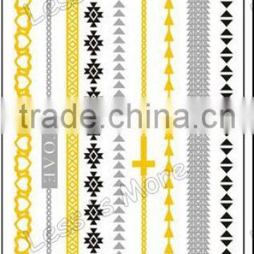 Metallic Gold Silver Black Flash Temporary Tattoo