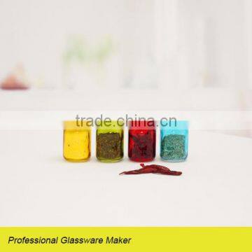 new design 4pcs glass spice mason jar with decorative lid