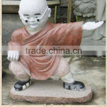 Temple monk stone sculptures with kongfu pose for outdoor garden