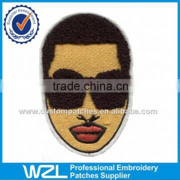 Cool Black man embroidery chenille patch design of textile jeans label tags