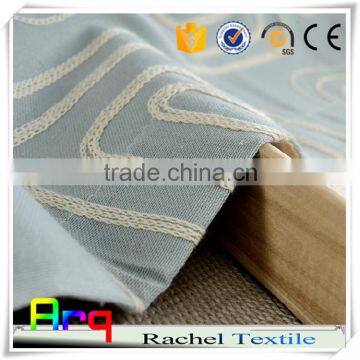 Indian geometry chain embroidery sea blue and white curtain fabric- star hotel Windows curtain match cushion