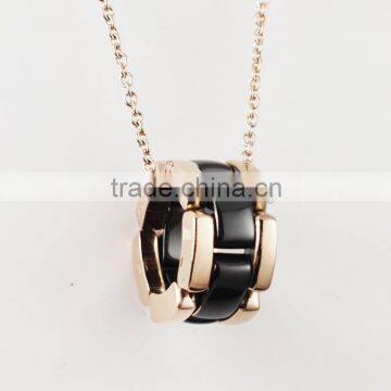 Fashion Vintage Stylish Custom online shopping China Rose Gold Stainless Steel White Ceramic Necklace