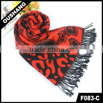 F083-C Red and Black Polka Dot Leopard Houndstooth Paisley shawl and cape