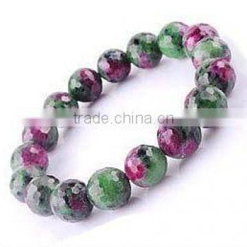10mm nice natural faceted ruby zoisite gemstone bracelet