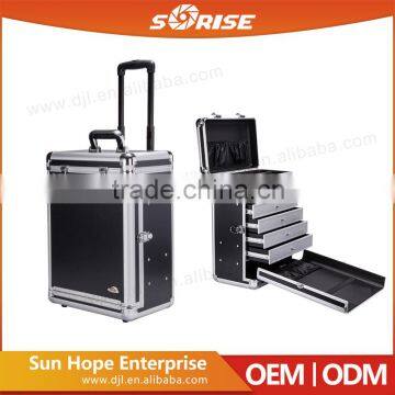 Guangzhou Sunrise Wholesale rolling aluminum makeup metal storage case