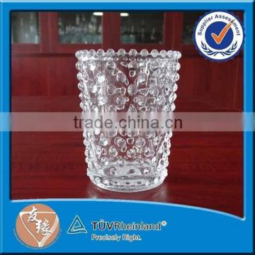 Customized 220ml round small antique glass tea cup candle holder