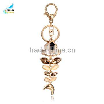 Wholesale fishbone rhinestone keychain