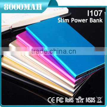 2015 best selling electronics aluminum 8000mah power bank with li-polymer battery