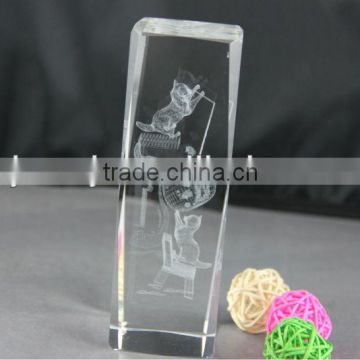 Tranparent lovely cat 3D Laser Crystal Cube