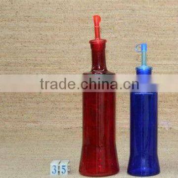 Color Spray glass oil vinegar bottle with plsatic spout