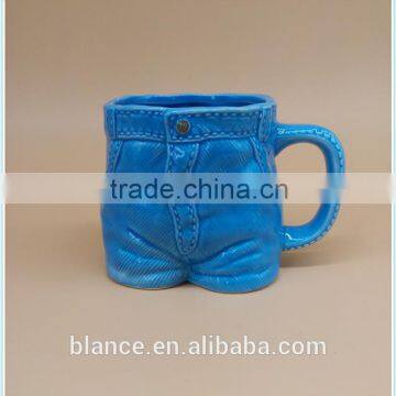 ceramic jeans mug in blue jeans design coffee cup