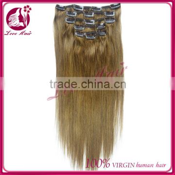 Wholesale factory price 10-30" straight clip in hair extensions virgin brazilian clip in hair extension