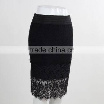 F5S43022 New Arrival Women Elastic Waistband Eyelash Lace Hem Skirts photo-2
