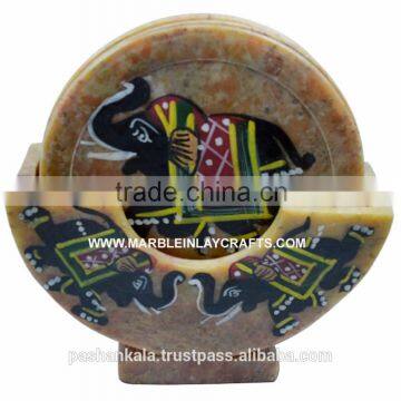 Soapstone Tea Coaster Set, Exporter of Handicrafts Item