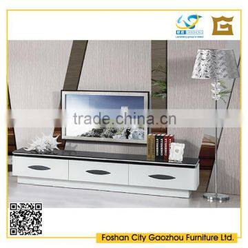 modern design glass top white wooden tv cabinet with drawers