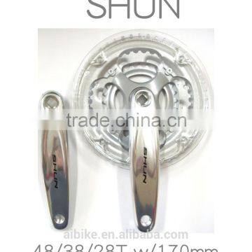 Taiwan made SHUN triple chainwheel w/ cover 4-arm alloy crank bicycle chainwheel