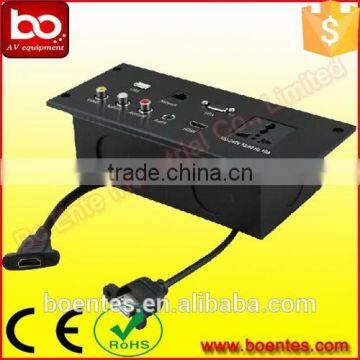 Aluminum Drawing Panel Hotel Wall Mount Media Power Socket Plate With Bottom Box for Hotel AV Solutions