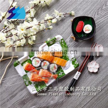 KW-0007FG-GN BOPS Sushi tray with transparent lid