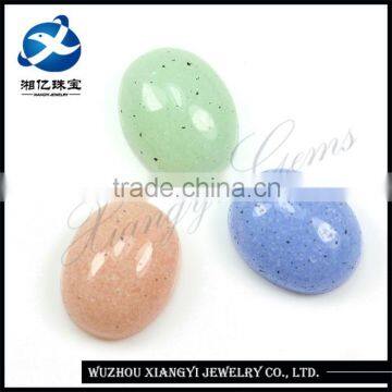 wholesale loose gemstones/ 7x9mm oval shape cabochon flat bottom jade glass stone