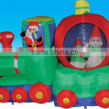 Inflatable Christmas Snowman and Santa Claus on Train Toy photo-2